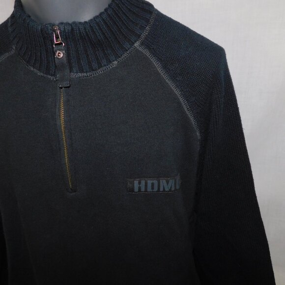 Harley Davidson Mens 2XL Black 1/4 Zip Knit Black Sweater HDMC - Picture 5 of 12
